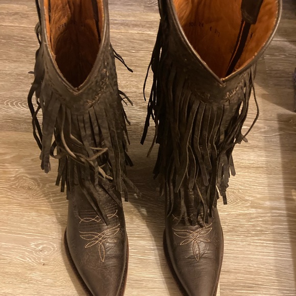 NIB Wildflowers Brown Fringe Western Boot Size 7 - Picture 2 of 6